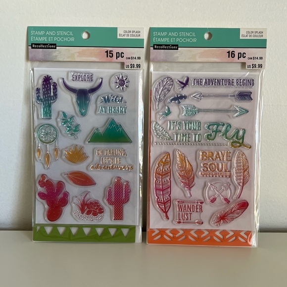 Recollections Stamp and Stencil set of 2 - Picture 1 of 7